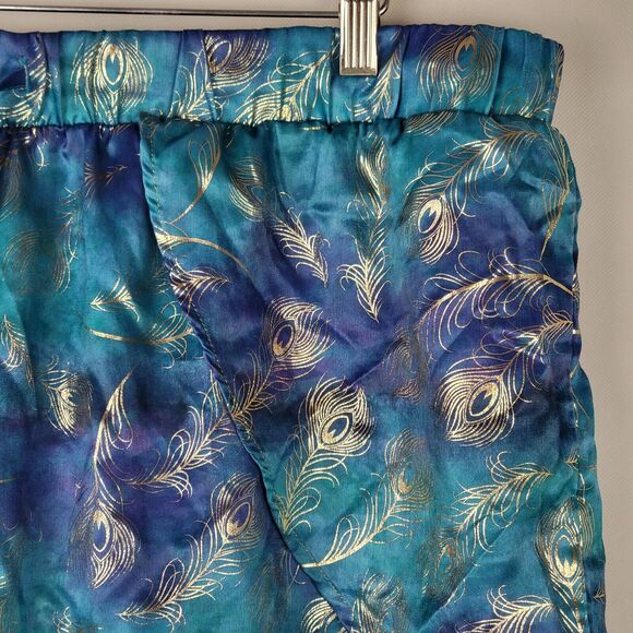 Disney Aladdin Pajama Shorts Womens 2XL Princess Jasmine Satin Metallic Feathers - Picture 6 of 12